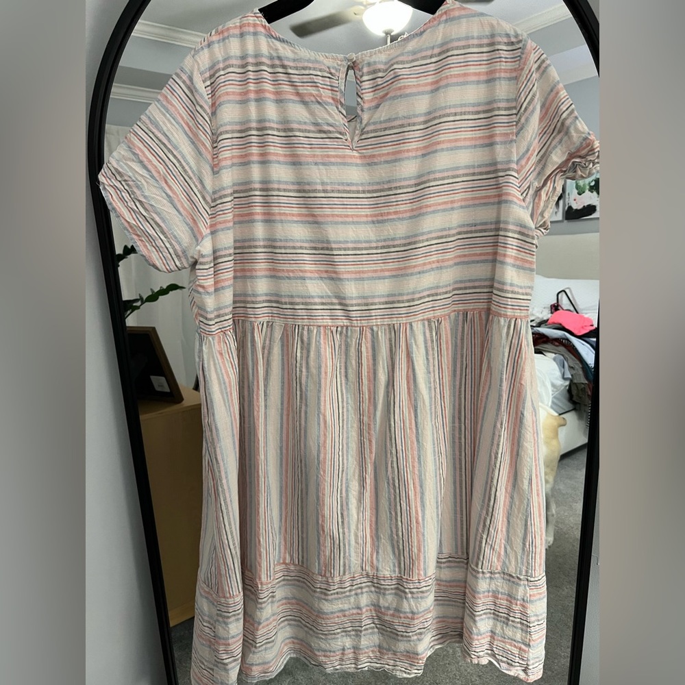 A Beautiful Soul striped, short sleeve dress, with pockets